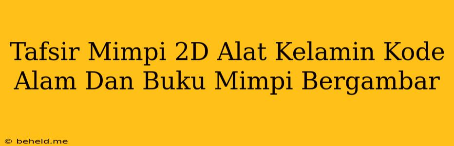 Tafsir Mimpi 2D Alat Kelamin Kode Alam Dan Buku Mimpi Bergambar