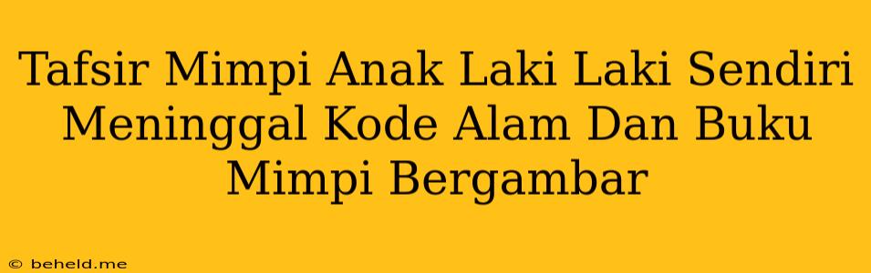 Tafsir Mimpi Anak Laki Laki Sendiri Meninggal Kode Alam Dan Buku Mimpi Bergambar