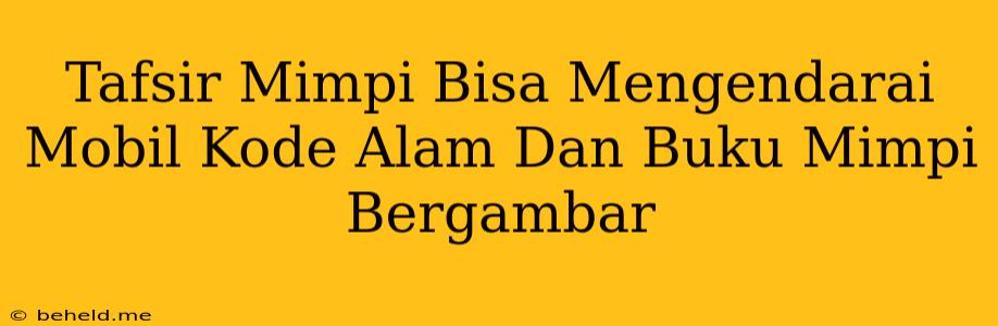 Tafsir Mimpi Bisa Mengendarai Mobil Kode Alam Dan Buku Mimpi Bergambar