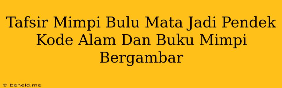 Tafsir Mimpi Bulu Mata Jadi Pendek Kode Alam Dan Buku Mimpi Bergambar