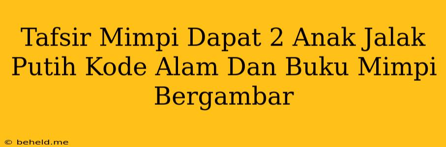 Tafsir Mimpi Dapat 2 Anak Jalak Putih Kode Alam Dan Buku Mimpi Bergambar