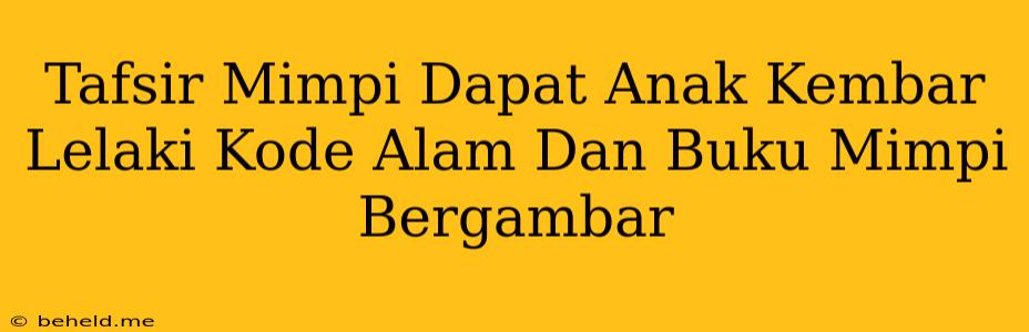 Tafsir Mimpi Dapat Anak Kembar Lelaki Kode Alam Dan Buku Mimpi Bergambar