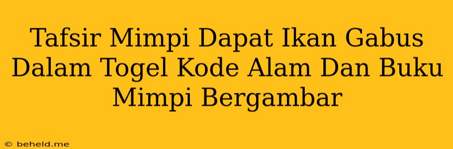 Tafsir Mimpi Dapat Ikan Gabus Dalam Togel Kode Alam Dan Buku Mimpi Bergambar