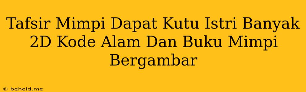 Tafsir Mimpi Dapat Kutu Istri Banyak 2D Kode Alam Dan Buku Mimpi Bergambar