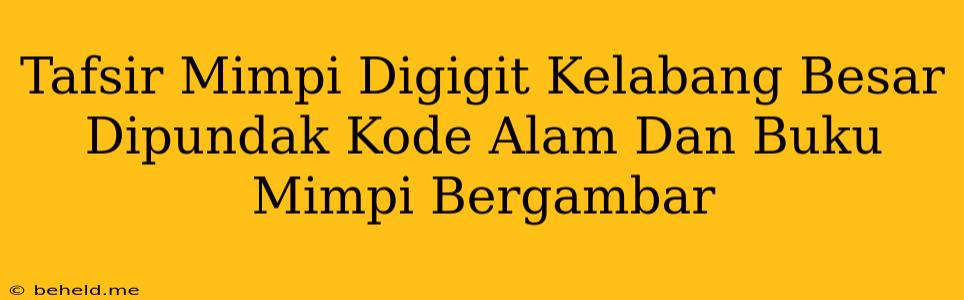 Tafsir Mimpi Digigit Kelabang Besar Dipundak Kode Alam Dan Buku Mimpi Bergambar