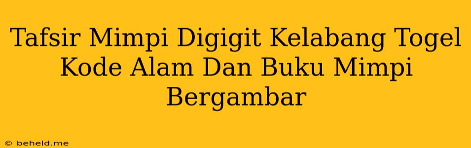 Tafsir Mimpi Digigit Kelabang Togel Kode Alam Dan Buku Mimpi Bergambar