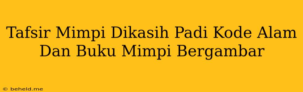 Tafsir Mimpi Dikasih Padi Kode Alam Dan Buku Mimpi Bergambar