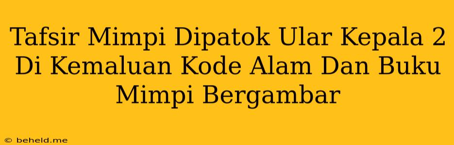 Tafsir Mimpi Dipatok Ular Kepala 2 Di Kemaluan Kode Alam Dan Buku Mimpi Bergambar