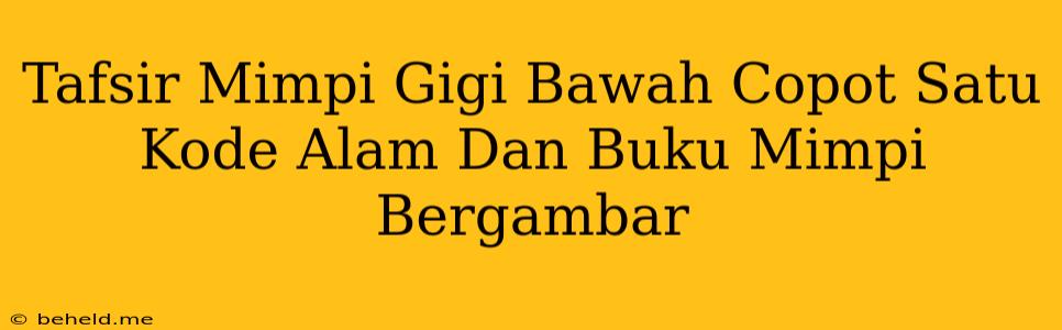 Tafsir Mimpi Gigi Bawah Copot Satu Kode Alam Dan Buku Mimpi Bergambar