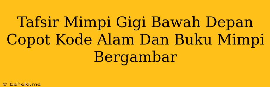 Tafsir Mimpi Gigi Bawah Depan Copot Kode Alam Dan Buku Mimpi Bergambar