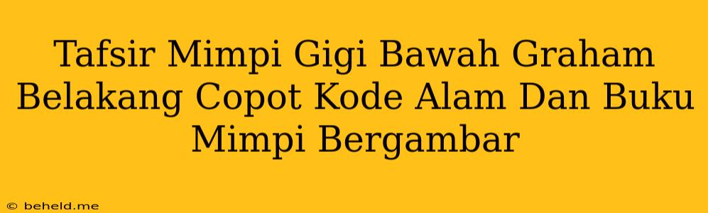 Tafsir Mimpi Gigi Bawah Graham Belakang Copot Kode Alam Dan Buku Mimpi Bergambar
