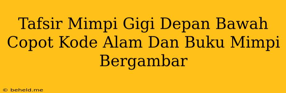 Tafsir Mimpi Gigi Depan Bawah Copot Kode Alam Dan Buku Mimpi Bergambar