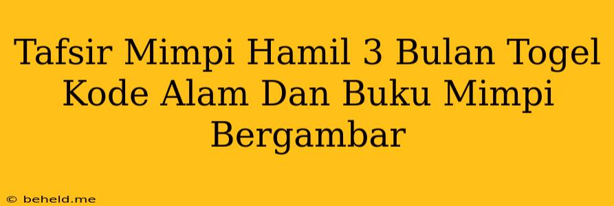 Tafsir Mimpi Hamil 3 Bulan Togel Kode Alam Dan Buku Mimpi Bergambar