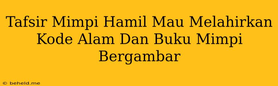 Tafsir Mimpi Hamil Mau Melahirkan Kode Alam Dan Buku Mimpi Bergambar