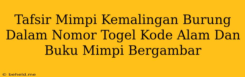 Tafsir Mimpi Kemalingan Burung Dalam Nomor Togel Kode Alam Dan Buku Mimpi Bergambar