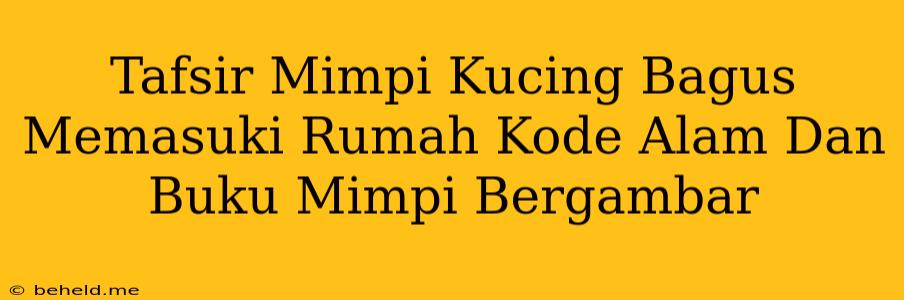 Tafsir Mimpi Kucing Bagus Memasuki Rumah Kode Alam Dan Buku Mimpi Bergambar