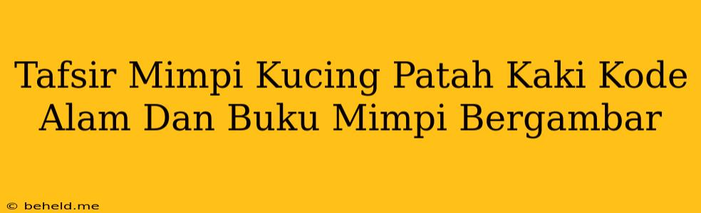 Tafsir Mimpi Kucing Patah Kaki Kode Alam Dan Buku Mimpi Bergambar