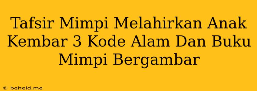 Tafsir Mimpi Melahirkan Anak Kembar 3 Kode Alam Dan Buku Mimpi Bergambar