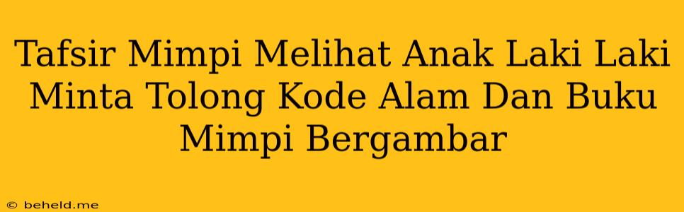 Tafsir Mimpi Melihat Anak Laki Laki Minta Tolong Kode Alam Dan Buku Mimpi Bergambar