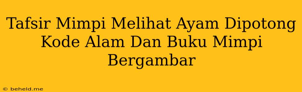 Tafsir Mimpi Melihat Ayam Dipotong Kode Alam Dan Buku Mimpi Bergambar