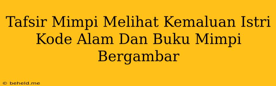 Tafsir Mimpi Melihat Kemaluan Istri Kode Alam Dan Buku Mimpi Bergambar