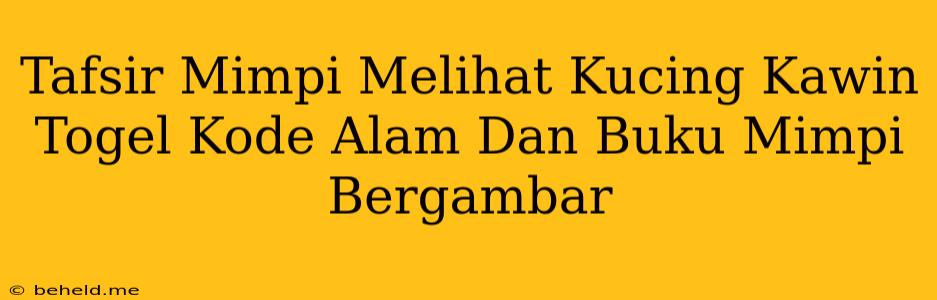 Tafsir Mimpi Melihat Kucing Kawin Togel Kode Alam Dan Buku Mimpi Bergambar