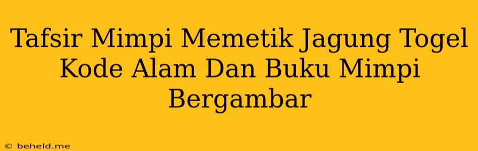 Tafsir Mimpi Memetik Jagung Togel Kode Alam Dan Buku Mimpi Bergambar