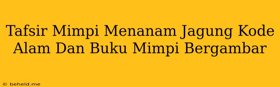 Tafsir Mimpi Menanam Jagung Kode Alam Dan Buku Mimpi Bergambar