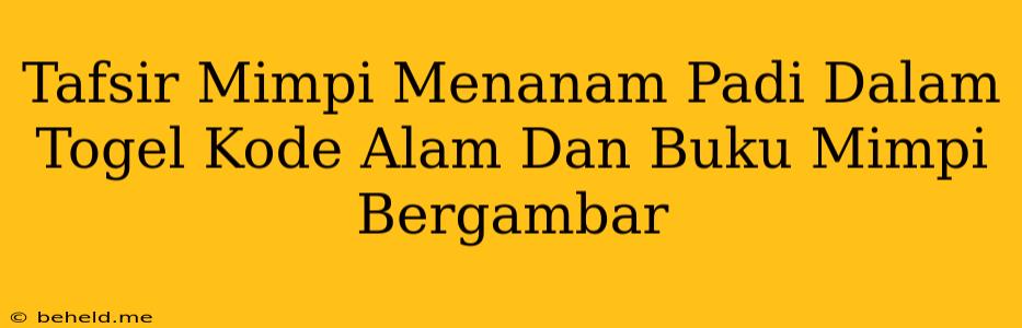 Tafsir Mimpi Menanam Padi Dalam Togel Kode Alam Dan Buku Mimpi Bergambar