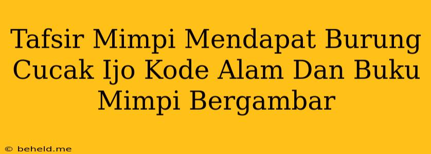 Tafsir Mimpi Mendapat Burung Cucak Ijo Kode Alam Dan Buku Mimpi Bergambar