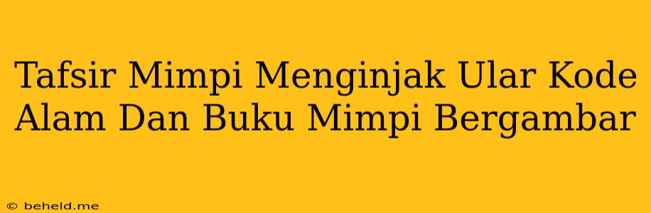 Tafsir Mimpi Menginjak Ular Kode Alam Dan Buku Mimpi Bergambar