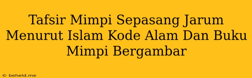 Tafsir Mimpi Sepasang Jarum Menurut Islam Kode Alam Dan Buku Mimpi Bergambar