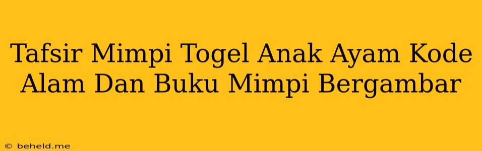 Tafsir Mimpi Togel Anak Ayam Kode Alam Dan Buku Mimpi Bergambar