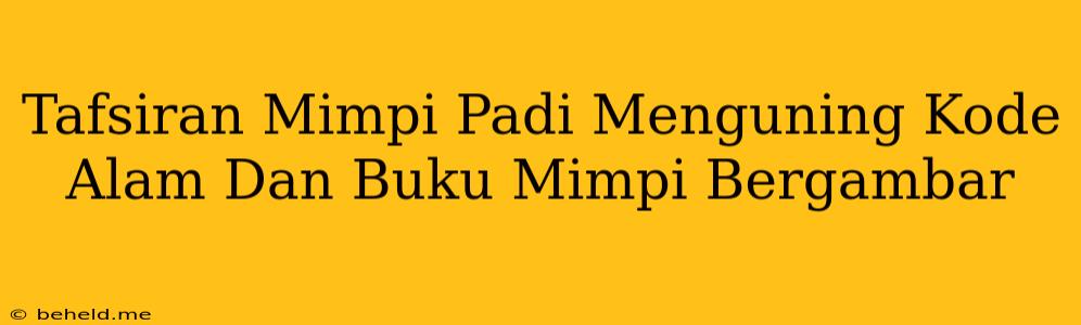 Tafsiran Mimpi Padi Menguning Kode Alam Dan Buku Mimpi Bergambar